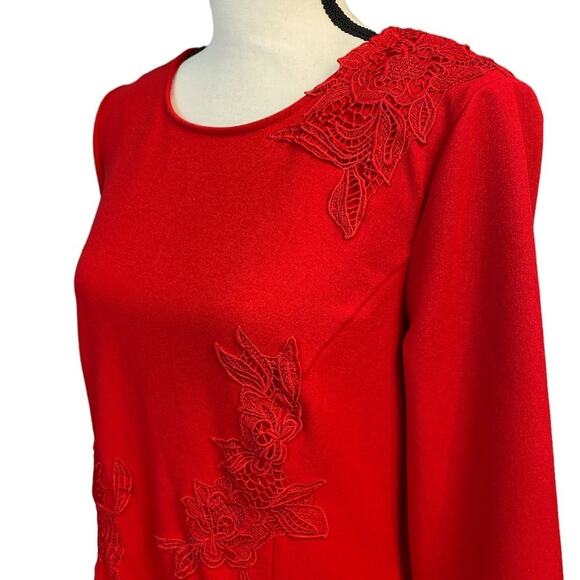 Kate & Mallory Red Stretch Crepe Sheath Dress Size Large - Picture 3 of 7